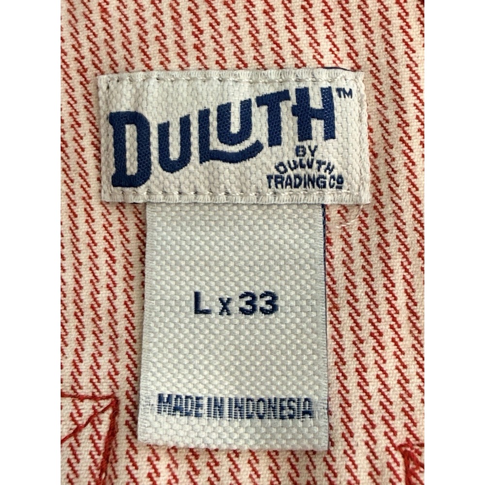 Duluth Trading Women Overalls L Red Railroad Pin Stripe Painter - Picture 15 of 16